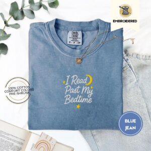 Blue Jean I Read Past My Bedtime Embroidered T-Shirt