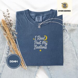 Denim I Read Past My Bedtime Embroidered T-Shirt