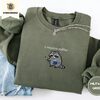 Military Green I Require Coffee Raccoon Embroidered Sweatshirt