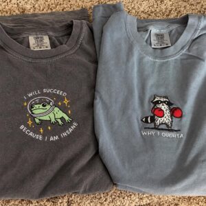 Flat lay of the I Will Succeed Frog Embroidered T-Shirt