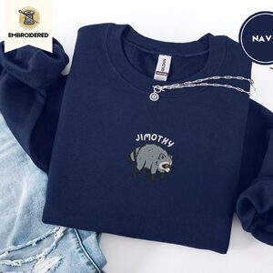 Navy Jimothy Raccoon Embroidered Sweatshirt