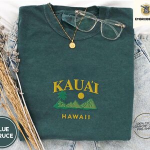 Blue Spruce Kaua'i Hawaii Island Embroidered T-Shirt