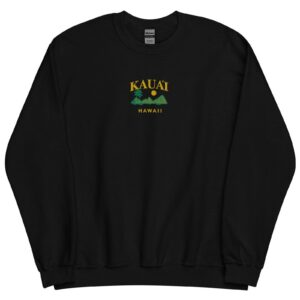 Black Kauai Hawaii Island Embroidered Sweatshirt