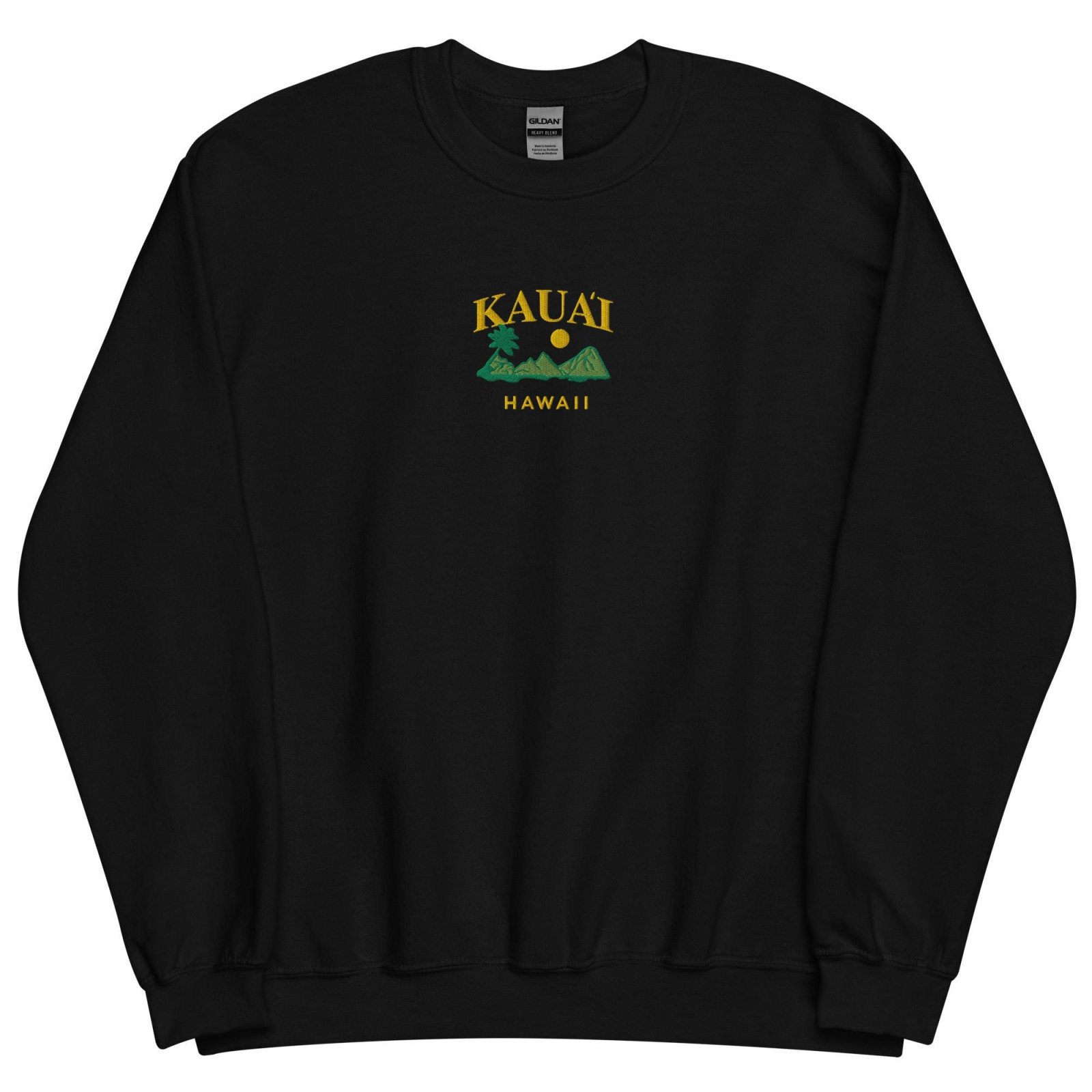 Black Kauai Hawaii Island Embroidered Sweatshirt