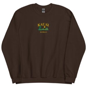 Dark Chocolate Kauai Hawaii Island Embroidered Sweatshirt