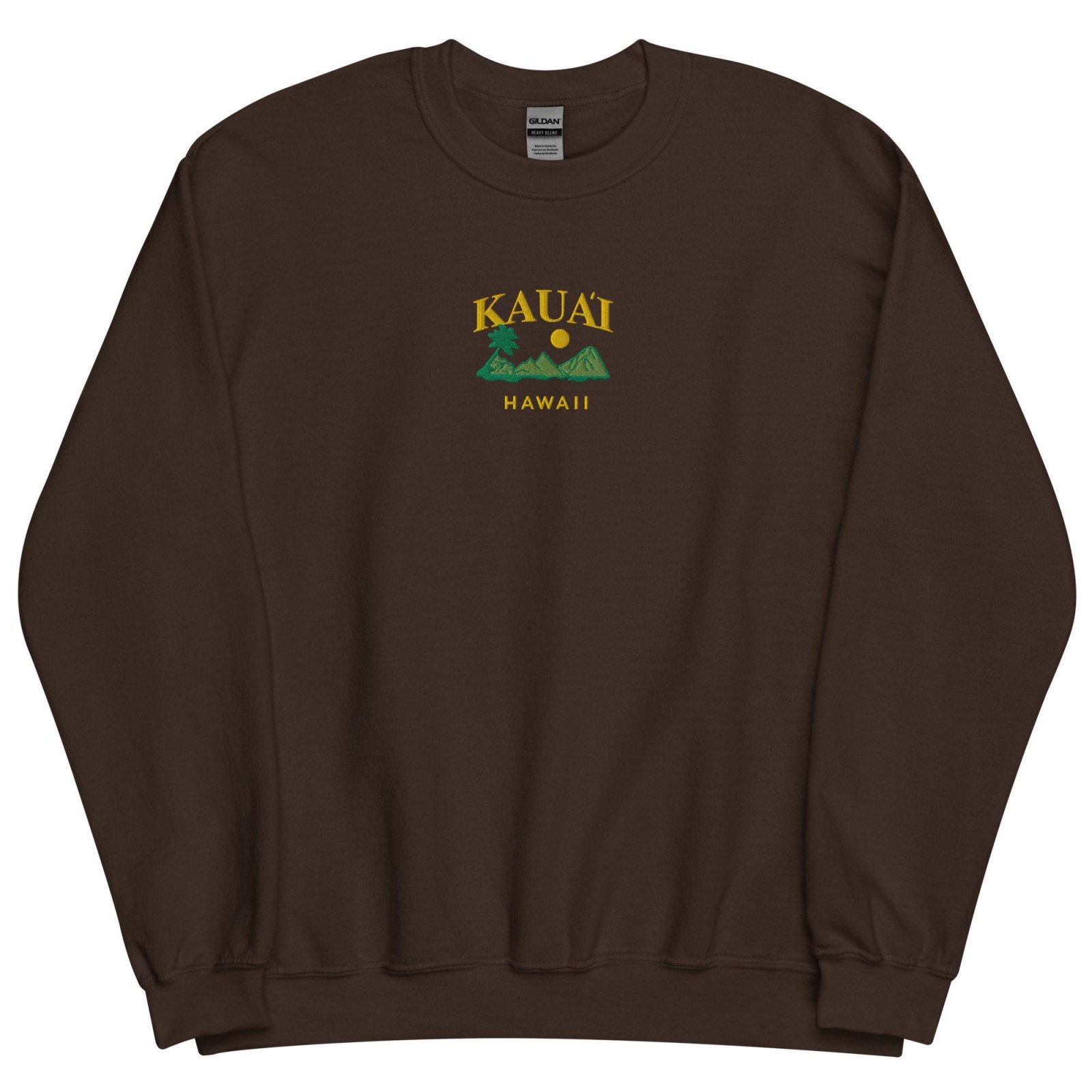 Dark Chocolate Kauai Hawaii Island Embroidered Sweatshirt