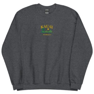 Dark Heather Kauai Hawaii Island Embroidered Sweatshirt