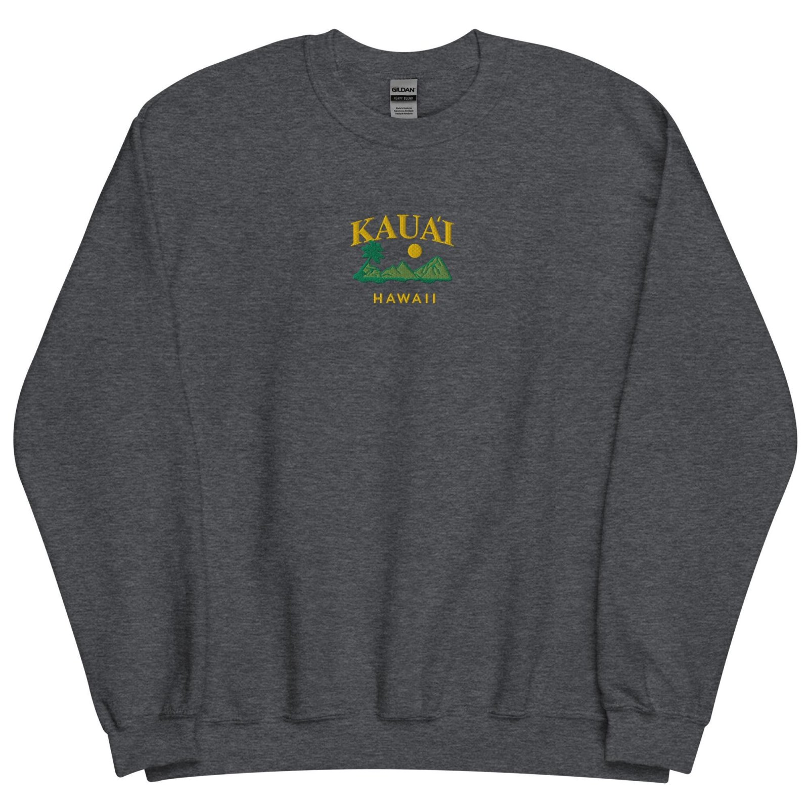 Dark Heather Kauai Hawaii Island Embroidered Sweatshirt