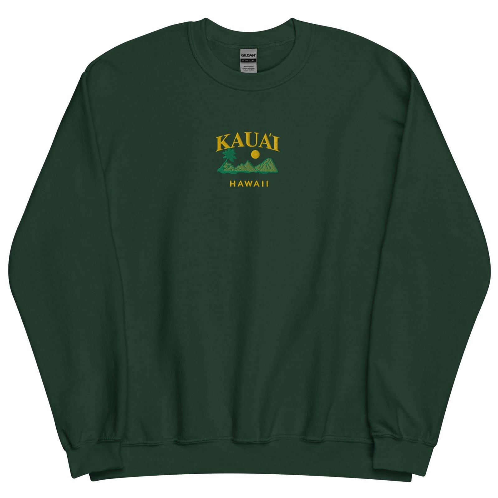 Forest Green Kauai Hawaii Island Embroidered Sweatshirt