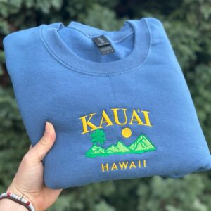 Indigo Blue Kauai Hawaii Island Embroidered Sweatshirt