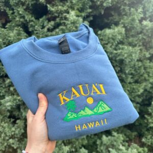 Indigo Blue Kauai Hawaii Island Embroidered Sweatshirt