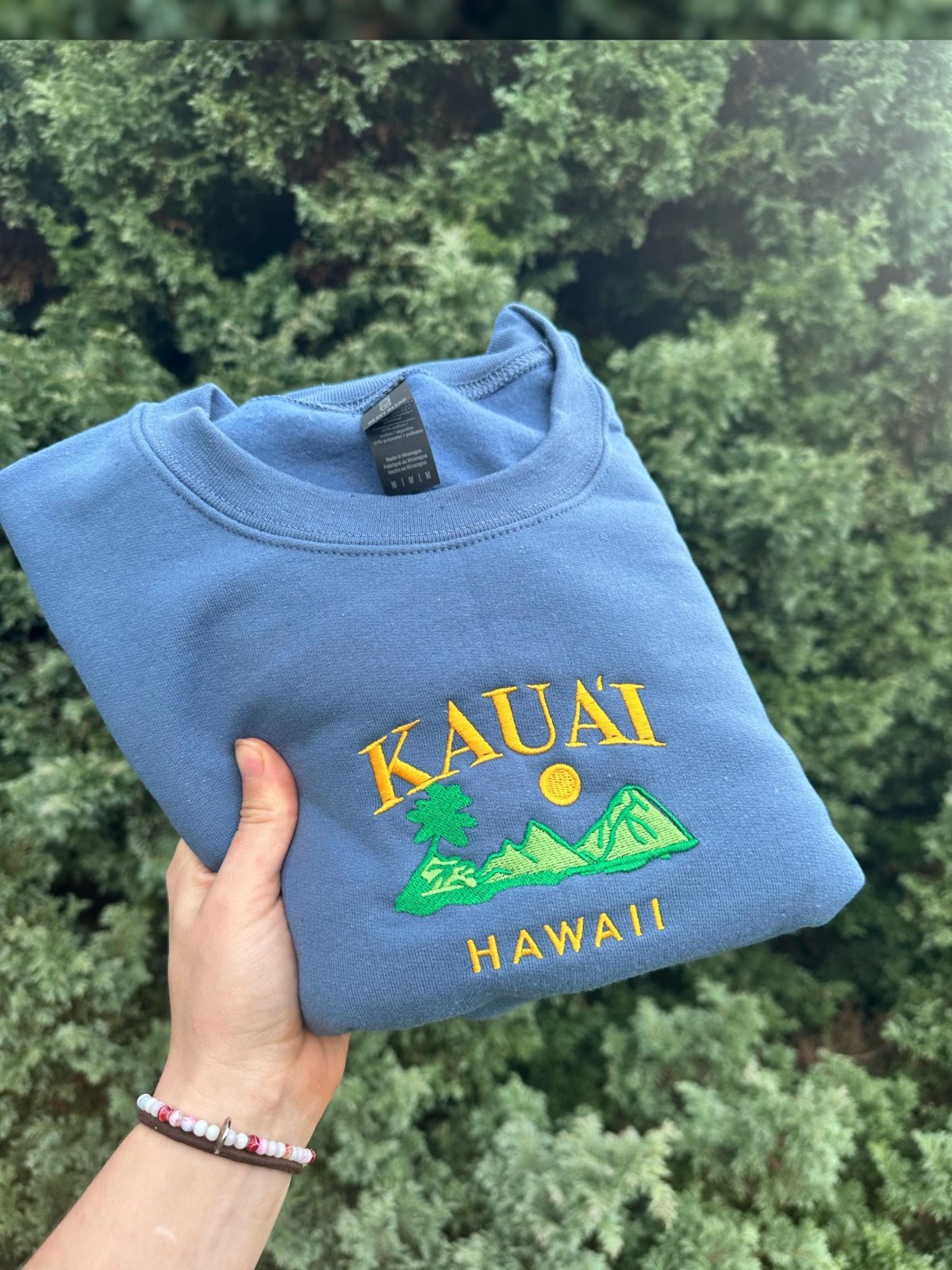 Indigo Blue Kauai Hawaii Island Embroidered Sweatshirt