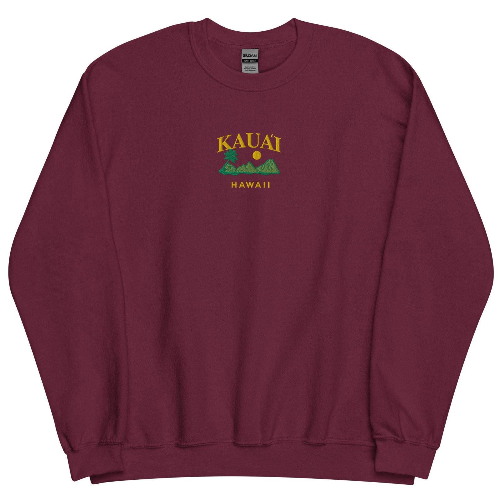 Maroon Kauai Hawaii Island Embroidered Sweatshirt
