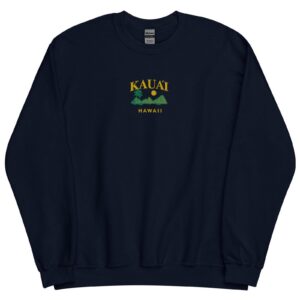 Navy Kauai Hawaii Island Embroidered Sweatshirt