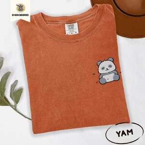 Yam Kawaii Panda Embroidered T-Shirt