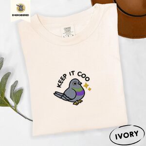 Ivory Keep It Coo Pigeon Embroidered T-Shirt