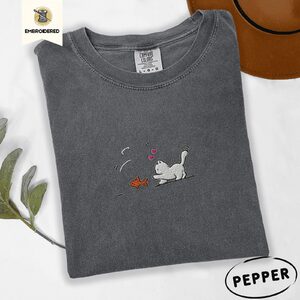 Pepper Kitten and Goldfish Embroidered T-Shirt