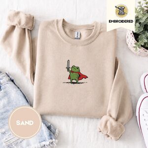 Sand Knight Frog Embroidered Sweatshirt