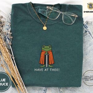 Blue Spruce Knight Frog Embroidered T-Shirt
