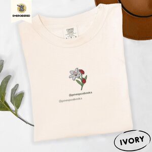 Ivory Ladybugs and Lily Embroidered T-Shirt