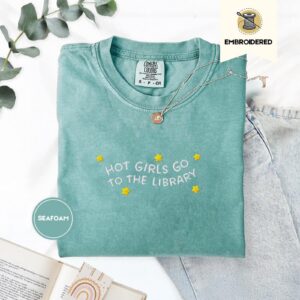 Seafoam Library Girls and Stars Embroidered T-Shirt