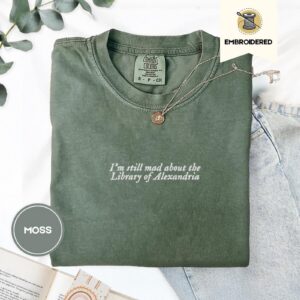 Flat lay of the Library of Alexandria Embroidered T-Shirt
