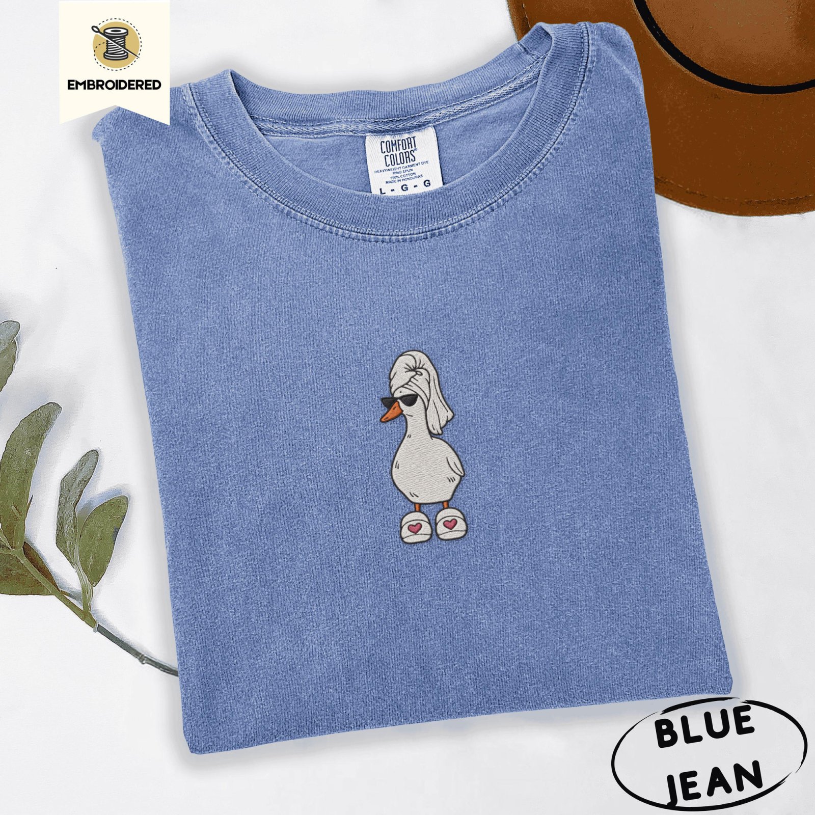 Blue Jean Live Laugh Leave Me Alone Goose Embroidered T-Shirt