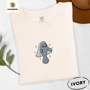 Ivory Manatee Bride Embroidered T-Shirt