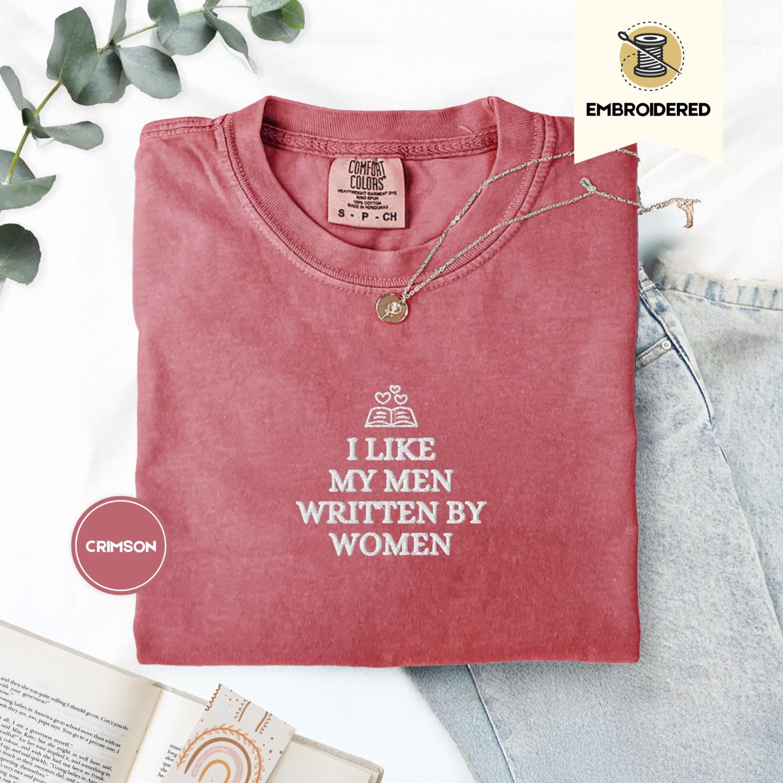 Crimson Men Written By Women Embroidered T-Shirt