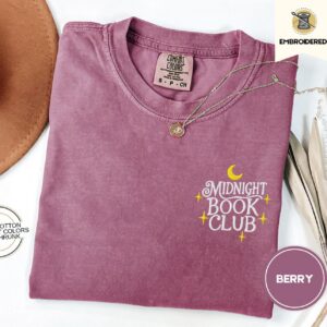Berry Midnight Book Club Embroidered T-Shirt
