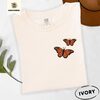 Ivory Monarch Butterfly Pair Embroidered T-Shirt