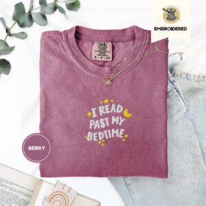 Berry Moon And Yellow Stars Embroidered T-Shirt