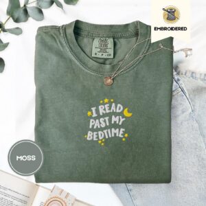 Moss Moon And Yellow Stars Embroidered T-Shirt