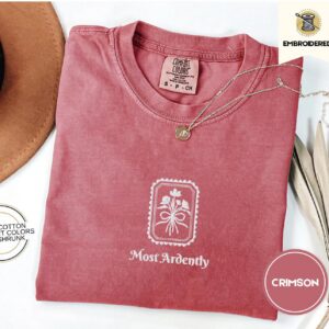 Crimson Most Ardently Floral Embroidered T-Shirt