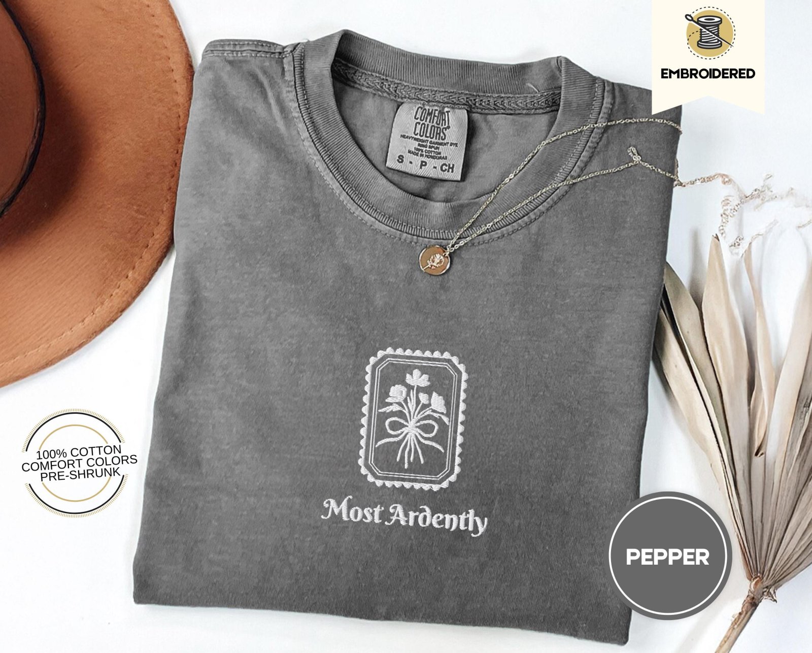 Pepper Most Ardently Floral Embroidered T-Shirt