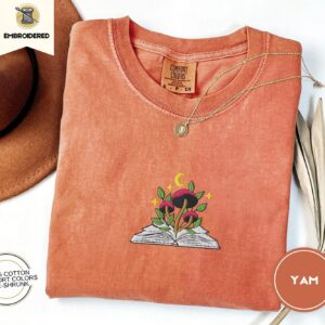 Yam Mushroom and Moon Book Embroidered T-Shirt