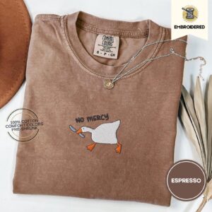 Espresso No Mercy Goose Embroidered T-Shirt