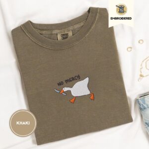 Khaki No Mercy Goose Embroidered T-Shirt