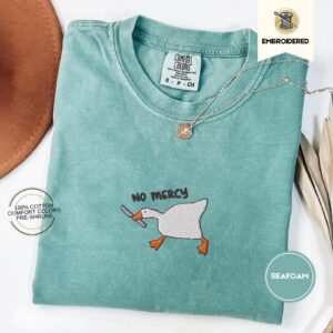 Seafoam No Mercy Goose Embroidered T-Shirt