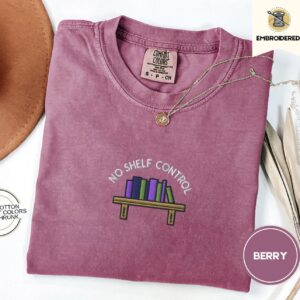 Berry No Shelf Control Bookshelf Embroidered T-Shirt
