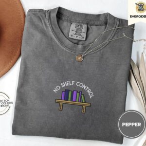 Pepper No Shelf Control Bookshelf Embroidered T-Shirt