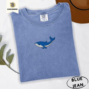 Blue Jean Oh Whale Embroidered T-Shirt