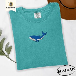 Seafoam Oh Whale Embroidered T-Shirt