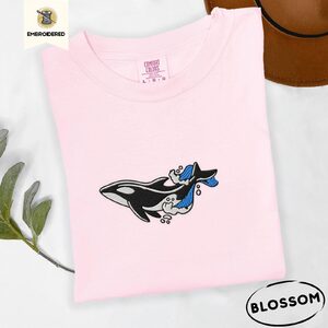 Blossom Orca and Waves Embroidered T-Shirt