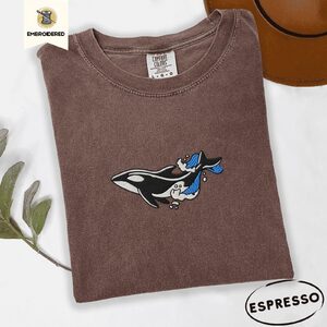 Espresso Orca and Waves Embroidered T-Shirt