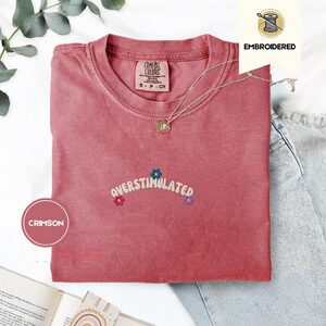 Crimson Overstimulated Floral Embroidered T-Shirt