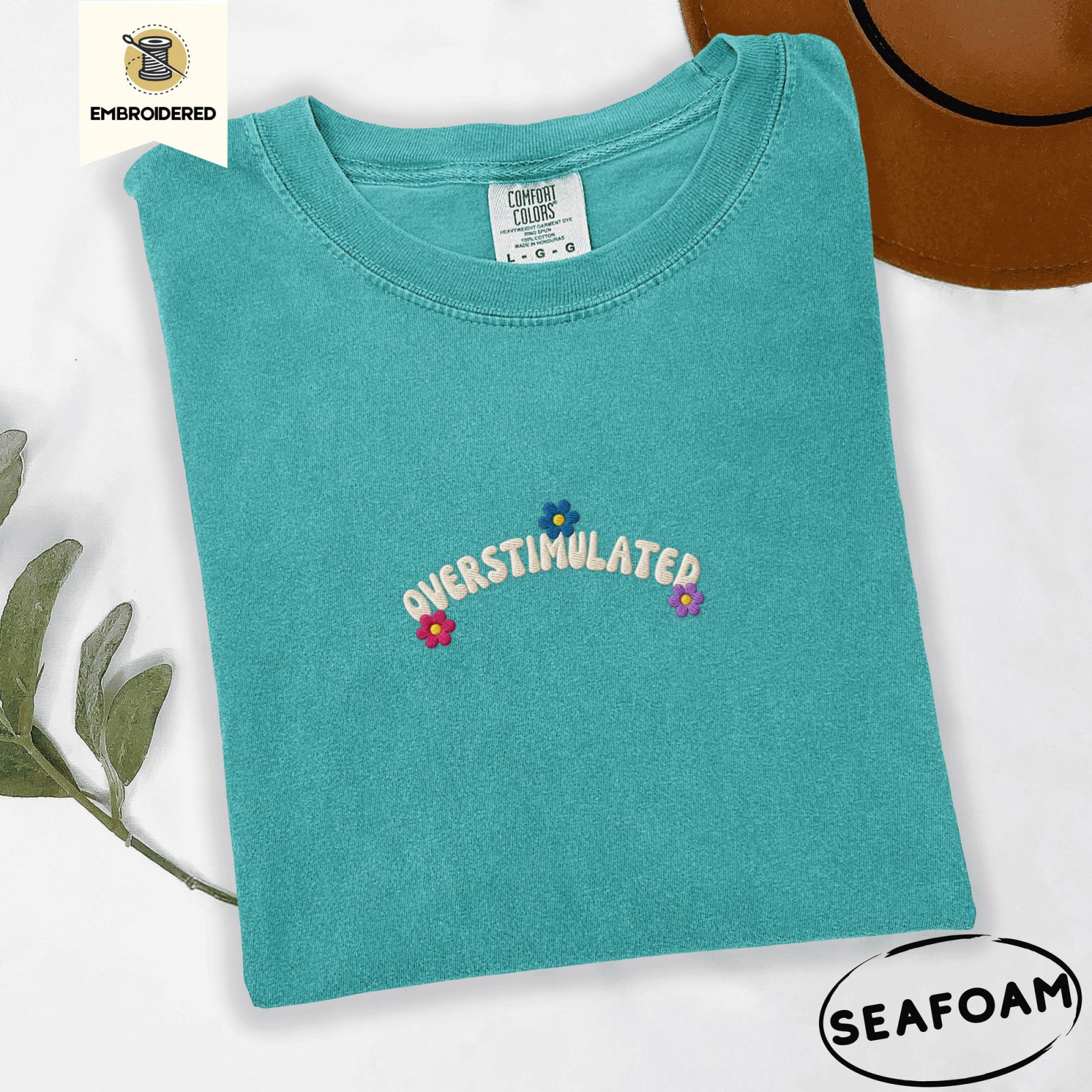 Seafoam Overstimulated Floral Embroidered T-Shirt
