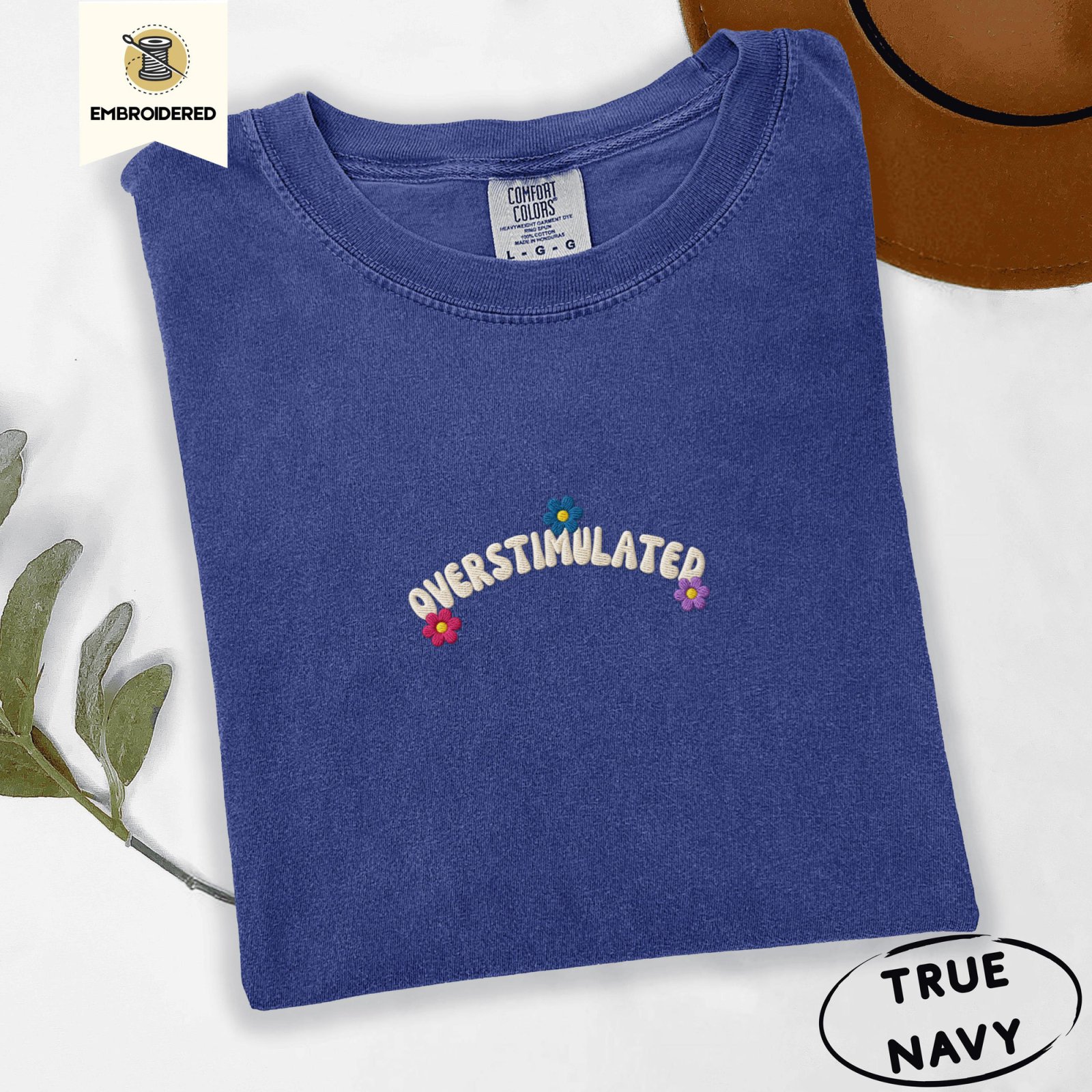 True Navy Overstimulated Floral Embroidered T-Shirt