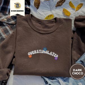 Dark Chocolate Overstimulated Flowers Embroidered Sweatshirt