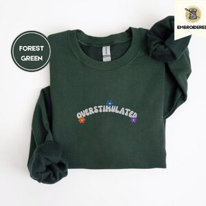 Forest Green Overstimulated Flowers Embroidered Sweatshirt